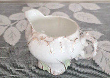 Beautiful Hand Painted Antique Dainty Porcelain Creamer White Gold Green picture