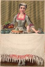 1880s-90s Woman in Formal Dress Serving Desert Trade Card picture