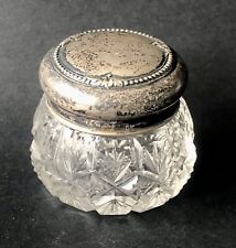 Antique Victorian 800 Silver & Cut Glass Vanity Jar picture