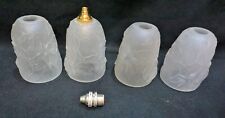 Set of 4 Art Deco France Molded Frosted Glass Shades picture