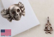Soldiers AMULET Jewelry PENDANT Ring SKULL Bones STERLING Silver 830S ww1 WWI ww picture