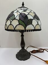 Vintage Tiffany Style Stained Glass Table Lamp Corded Electric Decorative Tested picture