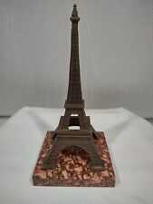 Vintage Eiffel Tower Figure Metal w/ Pink Marble Base 8.5