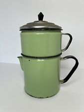 Vintage Green Enamelware Percolator Coffee Pot picture