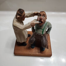 VINTAGE CARVED WOOD FIGURE DENTIST W PATIENT HEISSWOLF ROTHENBURG GERMANY c1950s picture