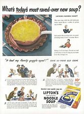 1943 Lipton's Noodle Soup Vintage Print Ad What's Today's Most Raved Over Soup  picture