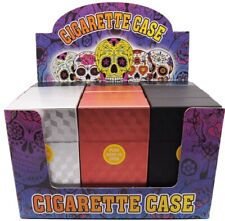(12)  100 Size Push-to-Open Plastic Cigarette Case Cube Square Design - 12 pack picture