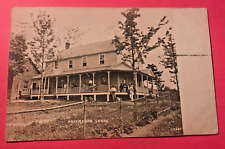 1908 Real Photo Postcard HOFFMANN'S LODGE, Adirondacks, exterior, MEN W/RIFLES picture