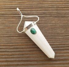 NATURAL SCOLECITE AND MALACHITE CRYSTAL D - POINT PENDANT GEMSTONE  picture
