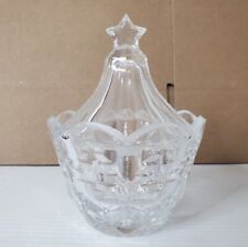 Vintage Christmas Tree Star Clear Glass Crystal Bowl Decor Trinket Tray Lided  picture