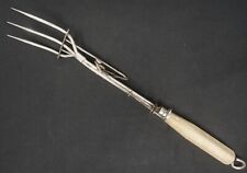 Vintage 1940's Mechanical Self Clearing Serving Fork with Wooden Handle 13