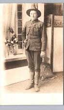 SOLDIER PORTRAIT WW1 DOUGHBOY real photo postcard rppc war guard military picture
