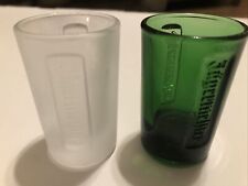 Lot of 2 - Jagermeister Frosted & Green 1oz Logo Etched Embossed Shot Glasses picture