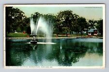 Portland ME-Maine, Deering Park Fountain and Pond, Antique Vintage Postcard picture
