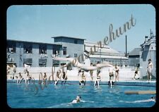 Kokura Japan Military Swimming Pool Men 35mm Slide 1940s Red Border Kodachrome picture
