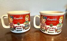 Vintage Campbells Soup Mug Cup 1993 Blond Children M'm Good Red White 2 Pcs picture