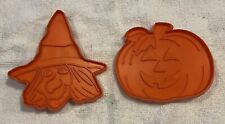 Lot of 2 Plastic Hallmark Halloween Cookie Cutters Pumpkin Jack-O-Lantern & Witc picture