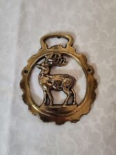 Vtg Brass Medallion English Stag Deer Buck Mountable Bottle Opener Barware picture