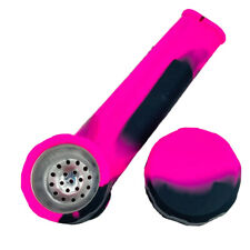 Silicone Smoking Pipe with metal bowl Black / Pink picture