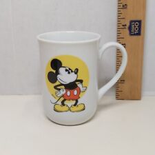 Vintage Coffee Mug Walt Disney World Disneyland Mickey Mouse White Yellow Japan picture