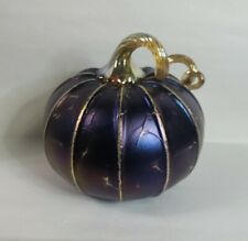 Jack Pine Studios Glass Pumpkin Handblown Art Decor Handmade Rare Signed Purple picture