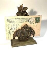 Antique Brass Fuchsia Flowers Desk Letter Holder Rack picture