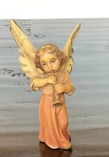 ANRI   WOOD CARVED  ANGEL w HORN FIGURINE picture