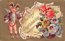 Heartiest Congratulations Embossed 1909 Postcard 7304 picture