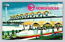 San Antonio TX-Texas, Hemisfair 1968, Mini Monorail, Vintage Souvenir Postcard picture