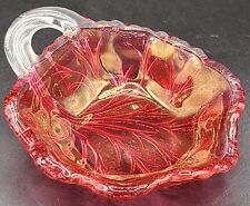 Vnt 50's 60's Indiana Glass Leaf Shaped Pink Trinket Dish picture
