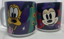 Vintage Pair Of Disney Ceramic 12oz Minnie And Pluto Coffee Mugs. Set Of 2 picture