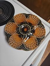 Vintage Beautiful French Majolica BARBOTINE 9 1/2 inch Oyster Plate   picture