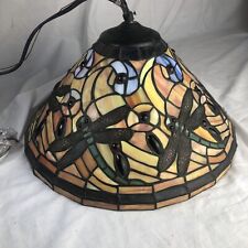 SPECTRUM Tiffany Style Hanging Stained Glass Lamp Shade Dragonfly 14