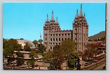 Salt Lake City Utah UT Temple Square Mormon Temple Tabernacle VINTAGE Postcard picture