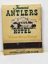 Vintage FAMOUS ANTLERS HOTEL Matchbook Cover - Colorado Springs Matches picture