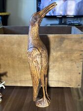 Vintage Hand Carved Wooden Crow Or Raven 15.5” Tall Signed By Artist picture