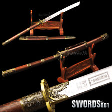 Long Rosewood Handle Kangxi Sword Chinese Emperor Broadsword Folded Steel Blade  picture