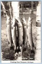 1940-50's RPPC GREETINGS FROM THOMPSON MICHIGAN NORTHERN PIKE LL COOK POSTCARD picture