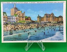 Vintage Postcard Atlantic City NJ Beach Front Hotels Dennis Claridge Traymore picture