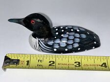 Vintage Miniature Loon Carved Wooden Loon Miniature Loon Hand Painted Loon 3.75” picture