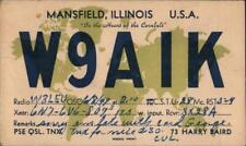 1947 Mansfield,IL W9AIK Piatt County QSL/Ham Illinois Chrome Postcard 1c stamp picture