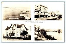 Manistique Michigan MI RPPC Photo Postcard Multiview Exterior View c1940 Vintage picture