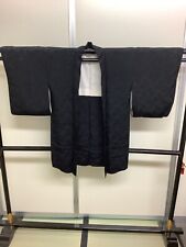Japanese Vintage Kimono Haori Jacket Pure silk black flower Height 38.58in picture