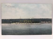 Postcard New York North River Scene Battleship Unposted picture