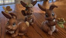 Vintage Set of 3 Hand painted Ceramic Small Easter Bunnies 2 Ears Glued picture