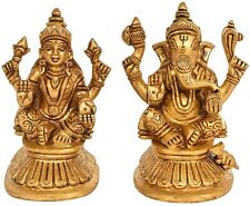 Goddess Lakshmi and Lord Ganesha Brass Figurine Statue Hindu Mythology Collecti picture