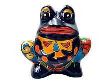 Talavera Frog Planter Animal Flower Pot Mexican Pottery Folk Art Multicolor 10.5 picture