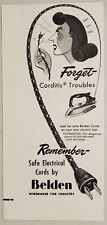 1948 Print Ad Safe Electrical Cords by Belden Mad Cartoon Lady with Burnt Cord picture