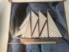 Mid Century Modern Sailing Ship Schooner George Briard Glass Dish Tray Nice 10” picture