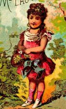 C.1880/90s McLaughlin's Coffee. Adorable Girl. Pink Dress Bow. Chicago, IL. Card picture